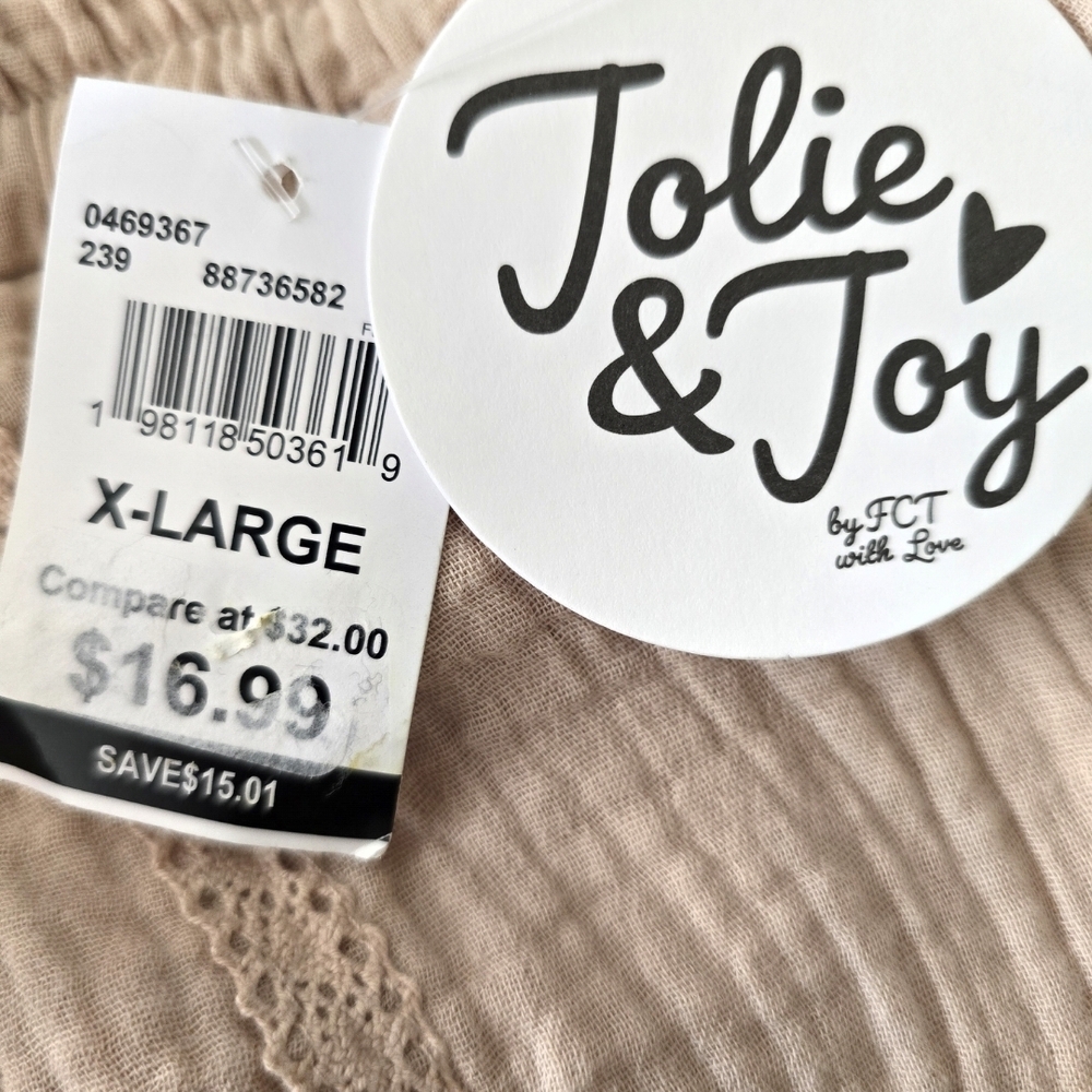 Jolie & Joy Light Beige Cotton Pull On Pants NWT - Picture 7 of 8